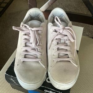 Pink suede adidas shoes